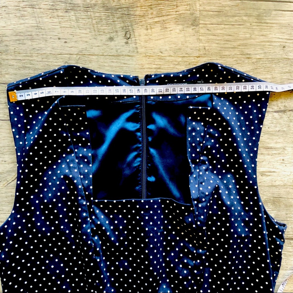 MOVING SALE 🔥  PORTMANS Navy & White Polka Dot Pencil Dress Size EUC 10 - Picture 9 of 16